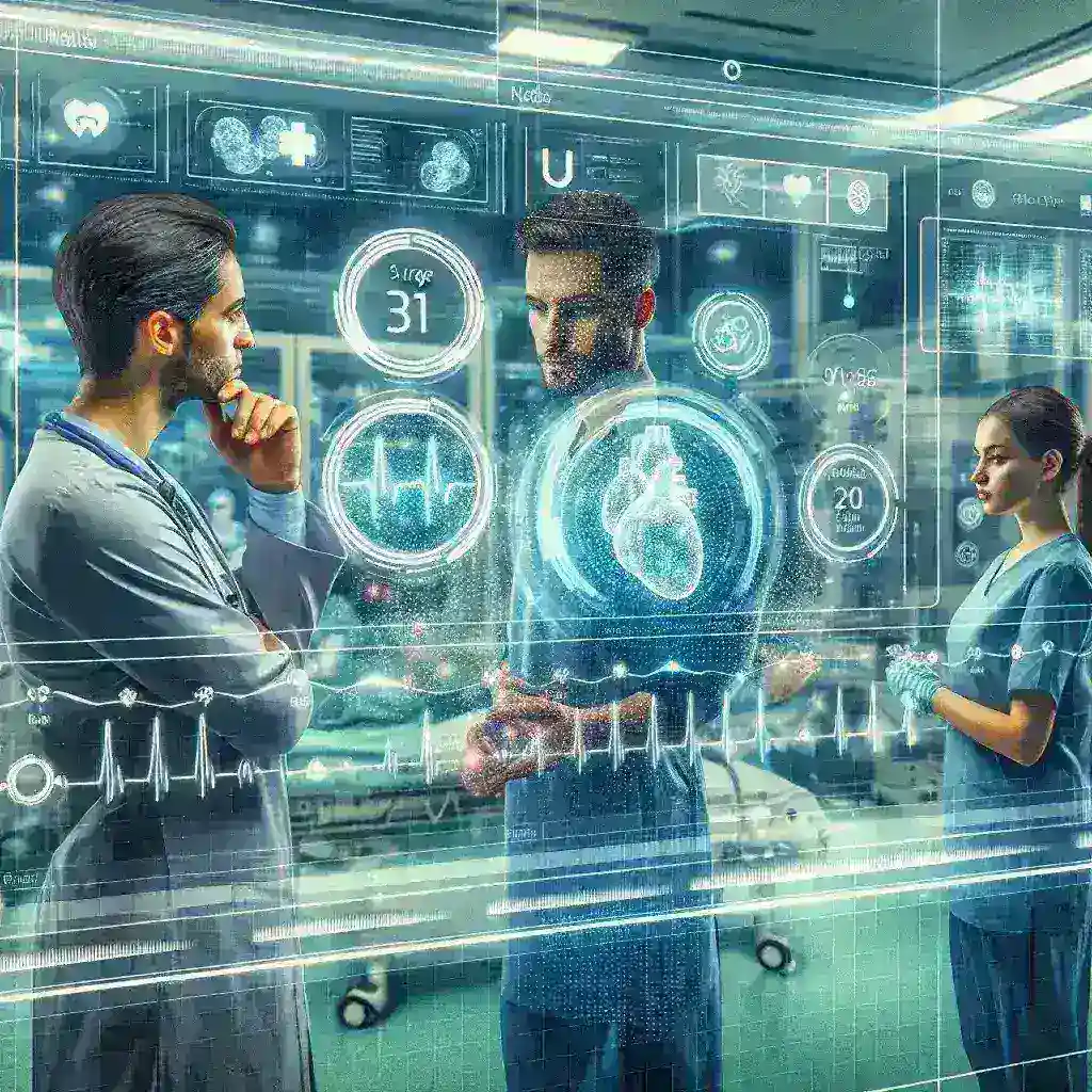 "Imagen de un hospital en Cataluña donde se implementan algoritmos de inteligencia artificial para la predicción de complicaciones quirúrgicas, destacando avances en tecnología médica."